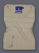 Lime Grey Self design pure cotton Knitted T-Shirt